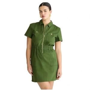 J.Crew Zip-front chino dress Green Size 10 NWT